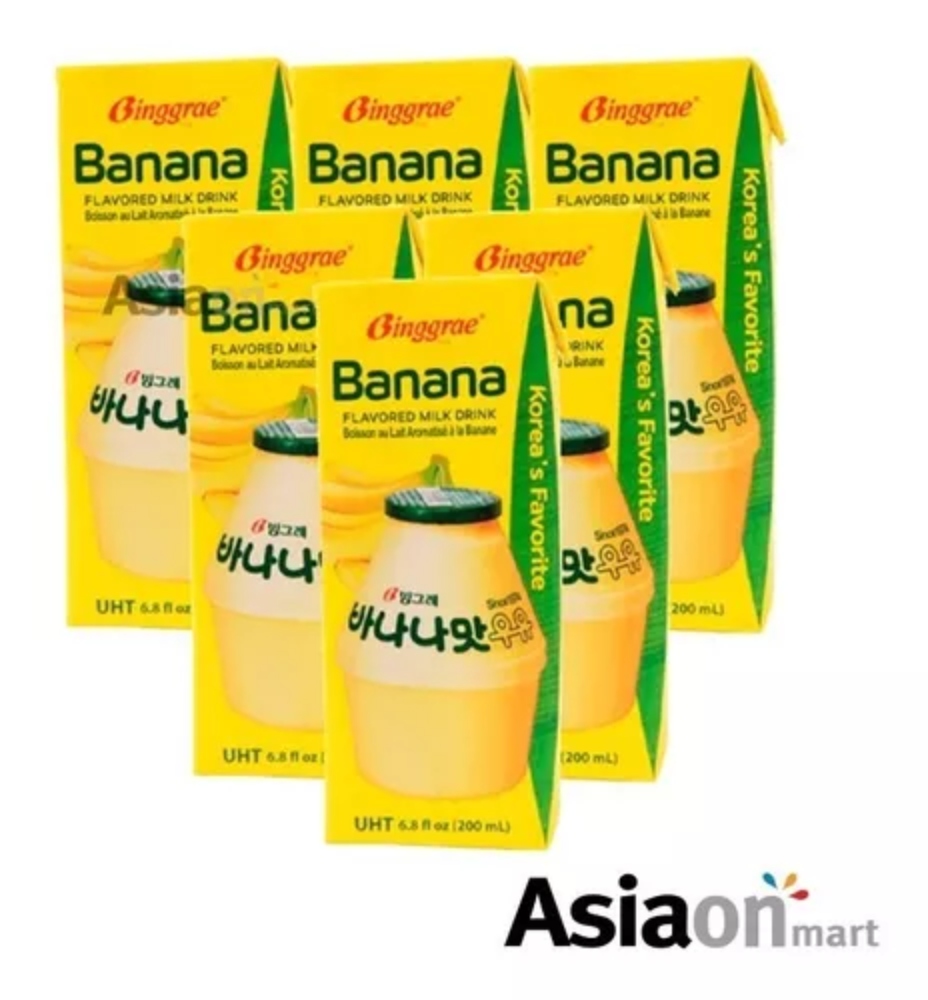 Leche Coreana Sabor Banana Binggrae 6 Pz 200 Ml