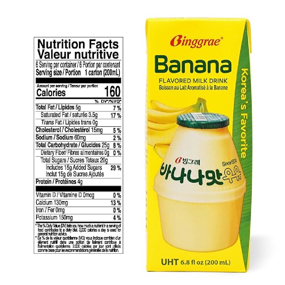 Leche Coreana Sabor Banana Binggrae 6 Pz 200 Ml