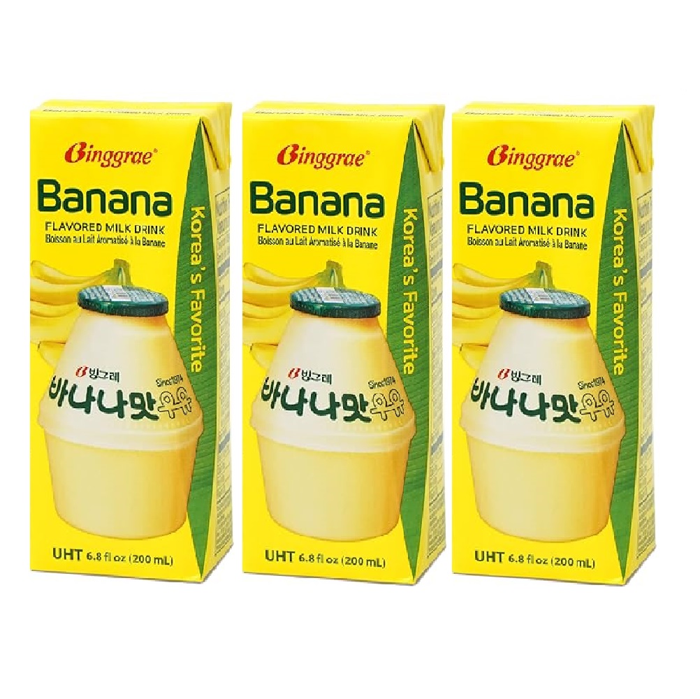 Leche Coreana Sabor Banana Binggrae 6 Pz 200 Ml