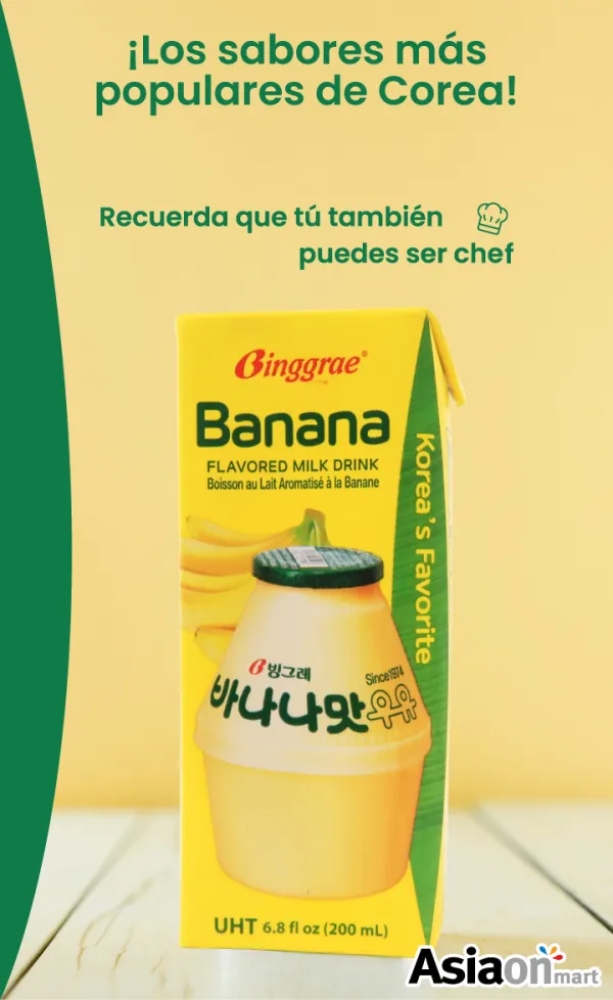 Leche Coreana Sabor Banana Binggrae 6 Pz 200 Ml