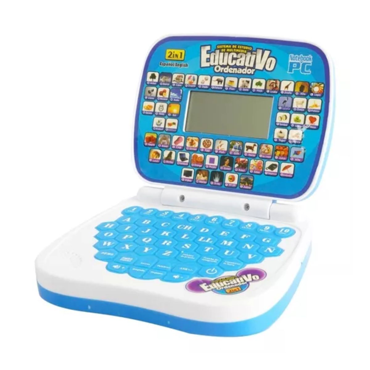 Minicomputadora De Juguete Bilingüe Español/inglés P/niños Azul/Blanco