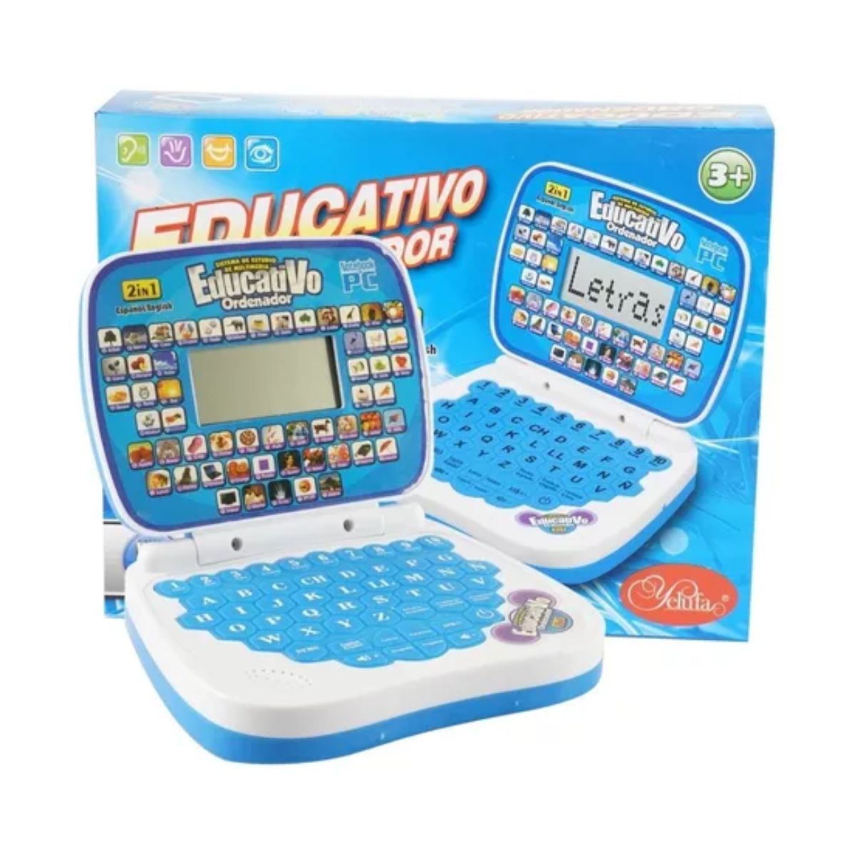 Minicomputadora De Juguete Bilingüe Español/inglés P/niños Azul/Blanco