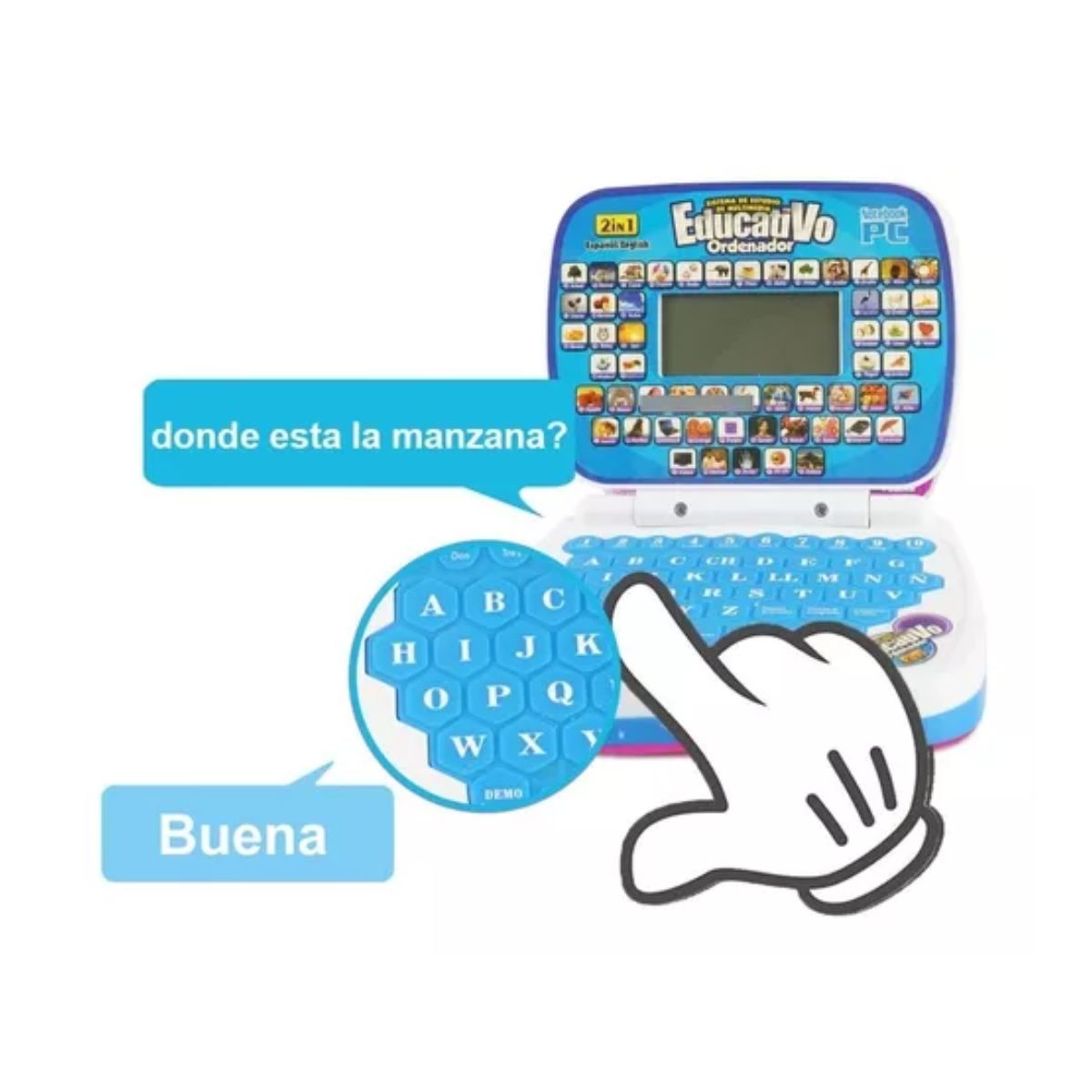 Minicomputadora De Juguete Bilingüe Español/inglés P/niños Azul/Blanco