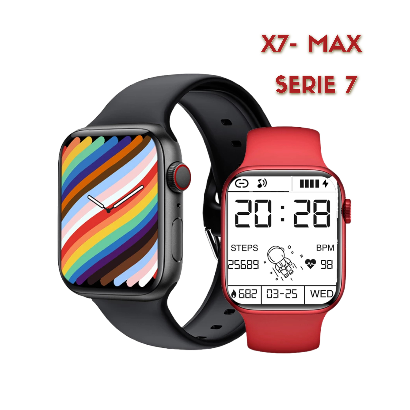 Smartwatch X7 Max Serie 7, Reloj Inteligente Unisex, Deportivo y Casual Color Rojo