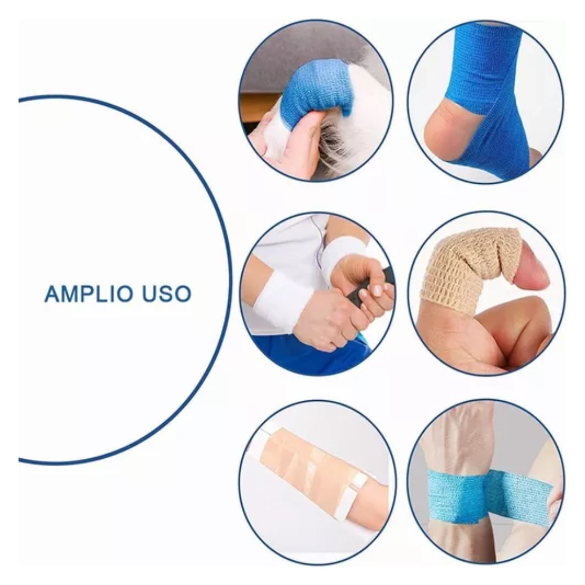 Venda Elástica Cohesiva Autoadherible De 5 Mx4.5 Cm, 12 Pzs Azul Marino