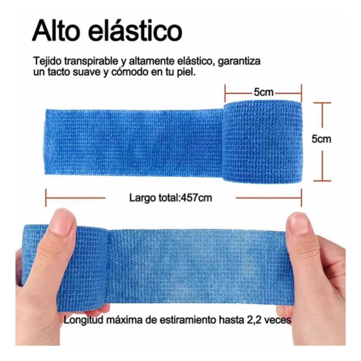 Venda Elástica Cohesiva Autoadherible De 5 Mx4.5 Cm, 12 Pzs Azul Marino