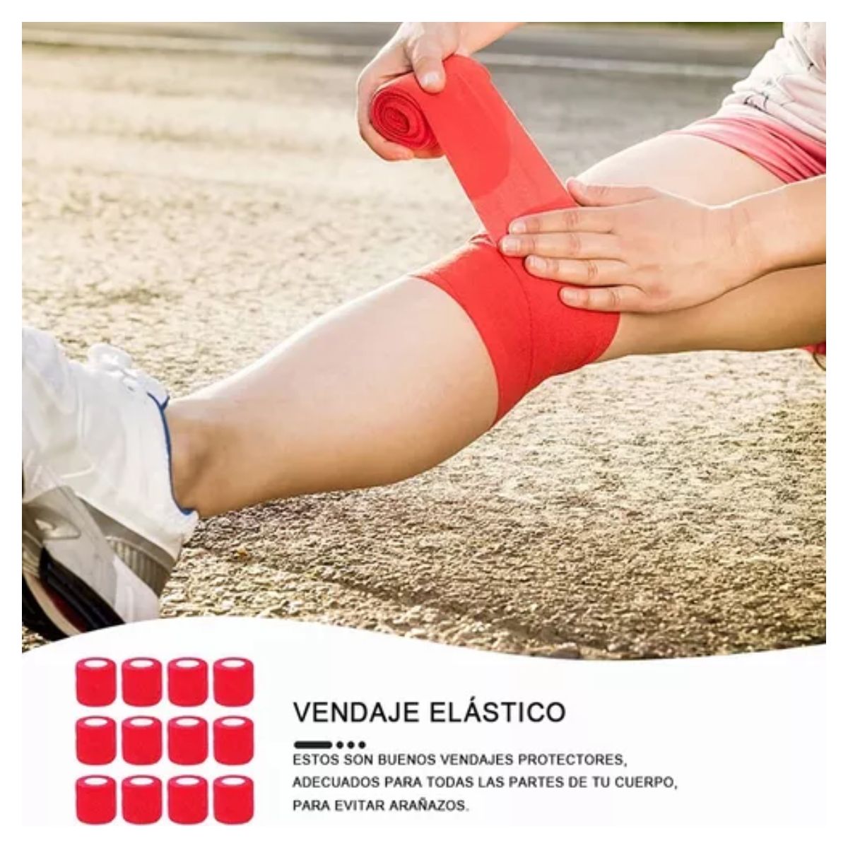 Venda Elástica Cohesiva Autoadherible De 5 Mx4.5 Cm, 12 Pzs Rojo