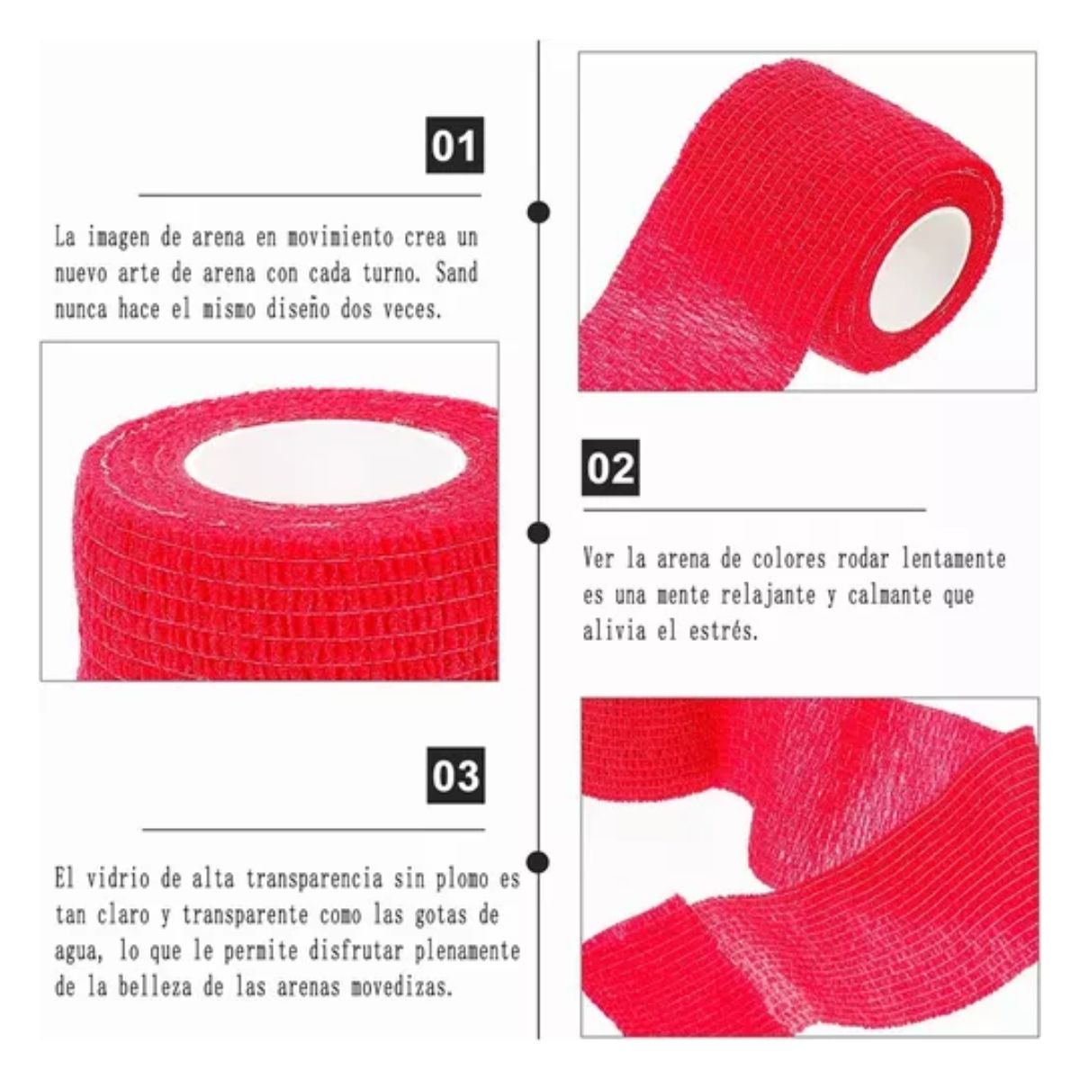 Venda Elástica Cohesiva Autoadherible De 5 Mx4.5 Cm, 12 Pzs Rojo