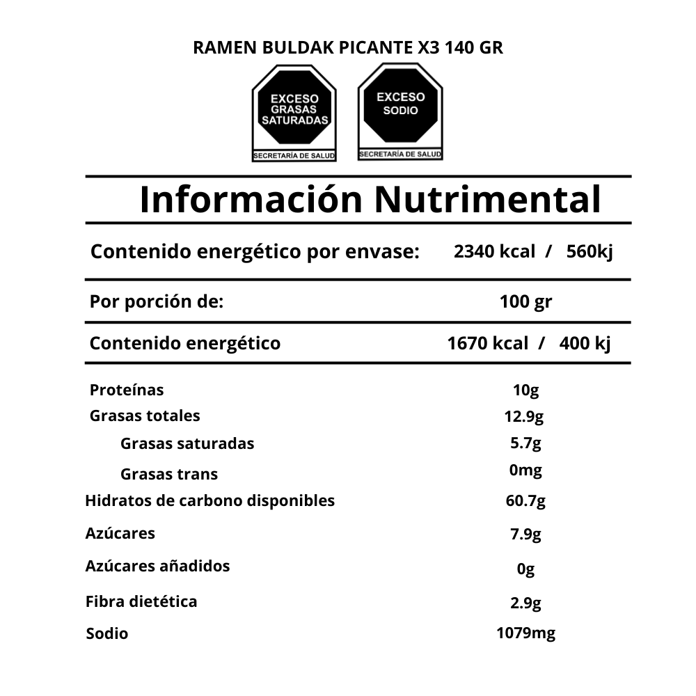 Ramen Buldak picante X3 4 piezas