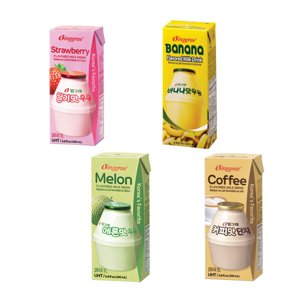 Binggrae lechitas pack 4 piezas diferentes sabores