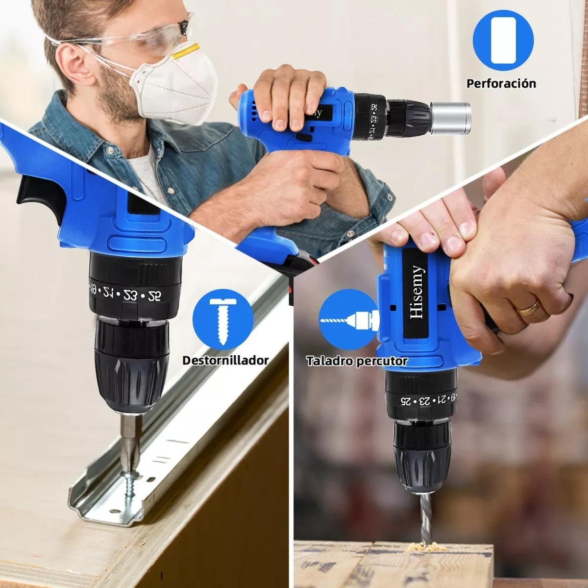 Taladro Inalambrico Con 2 Batería De Litio 2x48v-azul