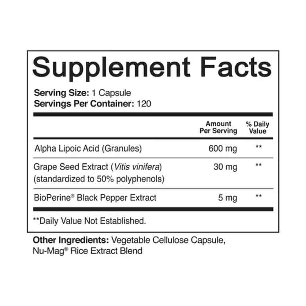 Acido Apha Lipoico 635mg Nutriflair 120 capsulas Alpha Lipoic Acid 