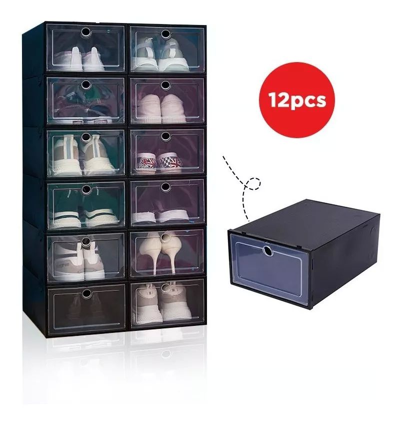 Set 12 Cajas Organizadoras Zapatero Apilables Multiusos
