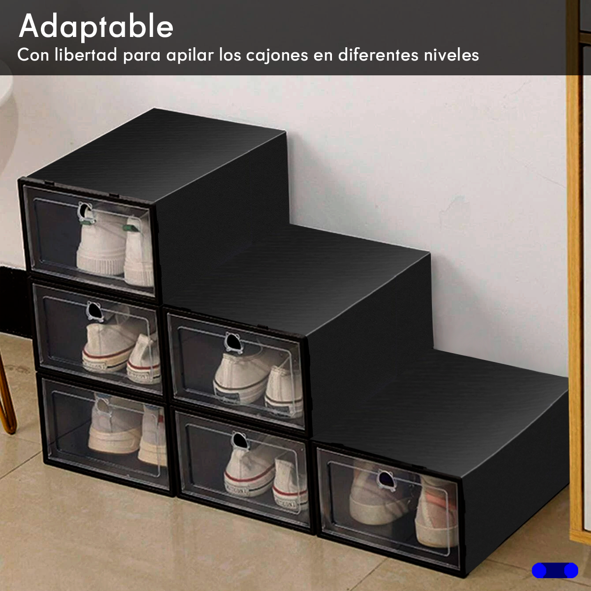 Set 12 Cajas Organizadoras Zapatero Apilables Multiusos