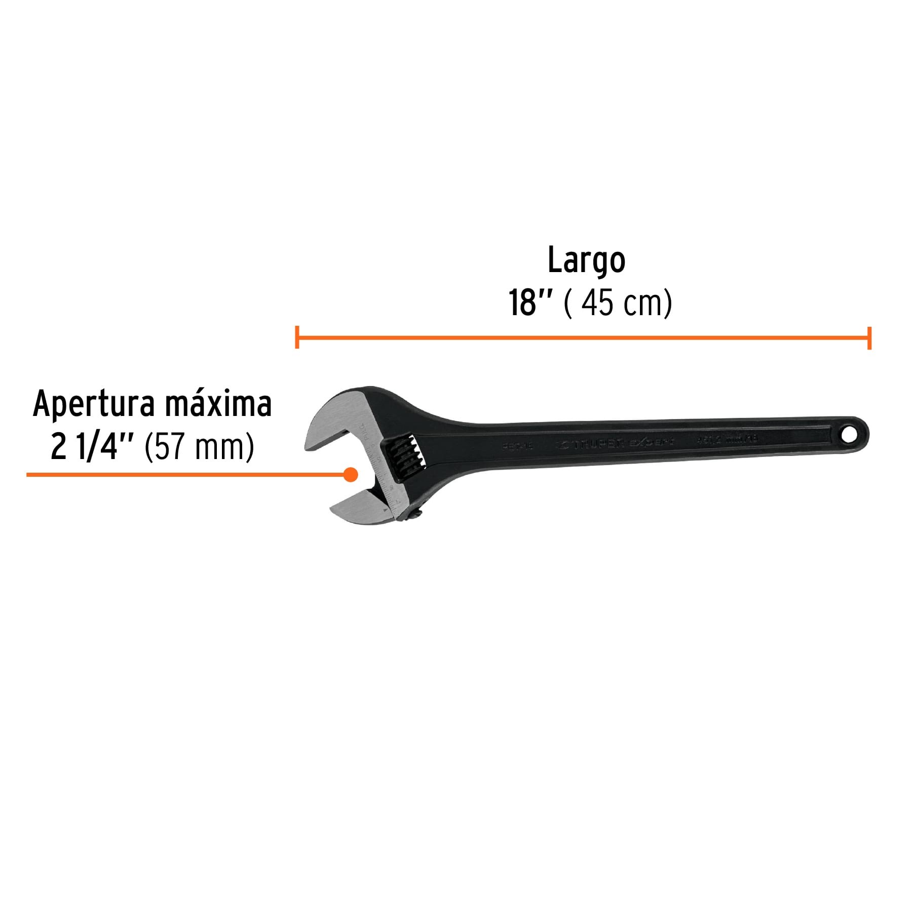 LLAVE AJUSTABLE (PERICO) 18" PROFESIONAL PAVONADA, TRUPER EXPERT 15498