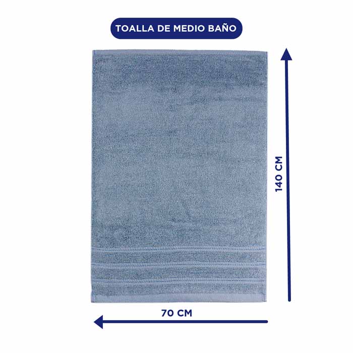 Toalla Medio Baño Gris 6 piezas 100% Algodon 70x140 - Hokins