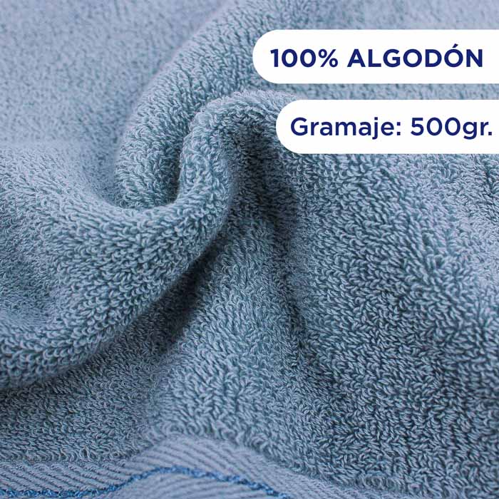 Toalla Medio Baño Gris 6 piezas 100% Algodon 70x140 - Hokins