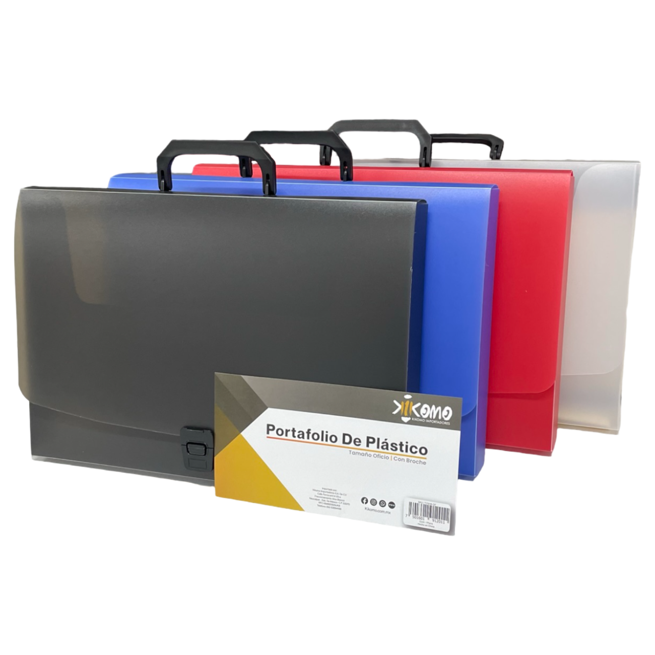 Portafolio de plástico tamaño oficio.