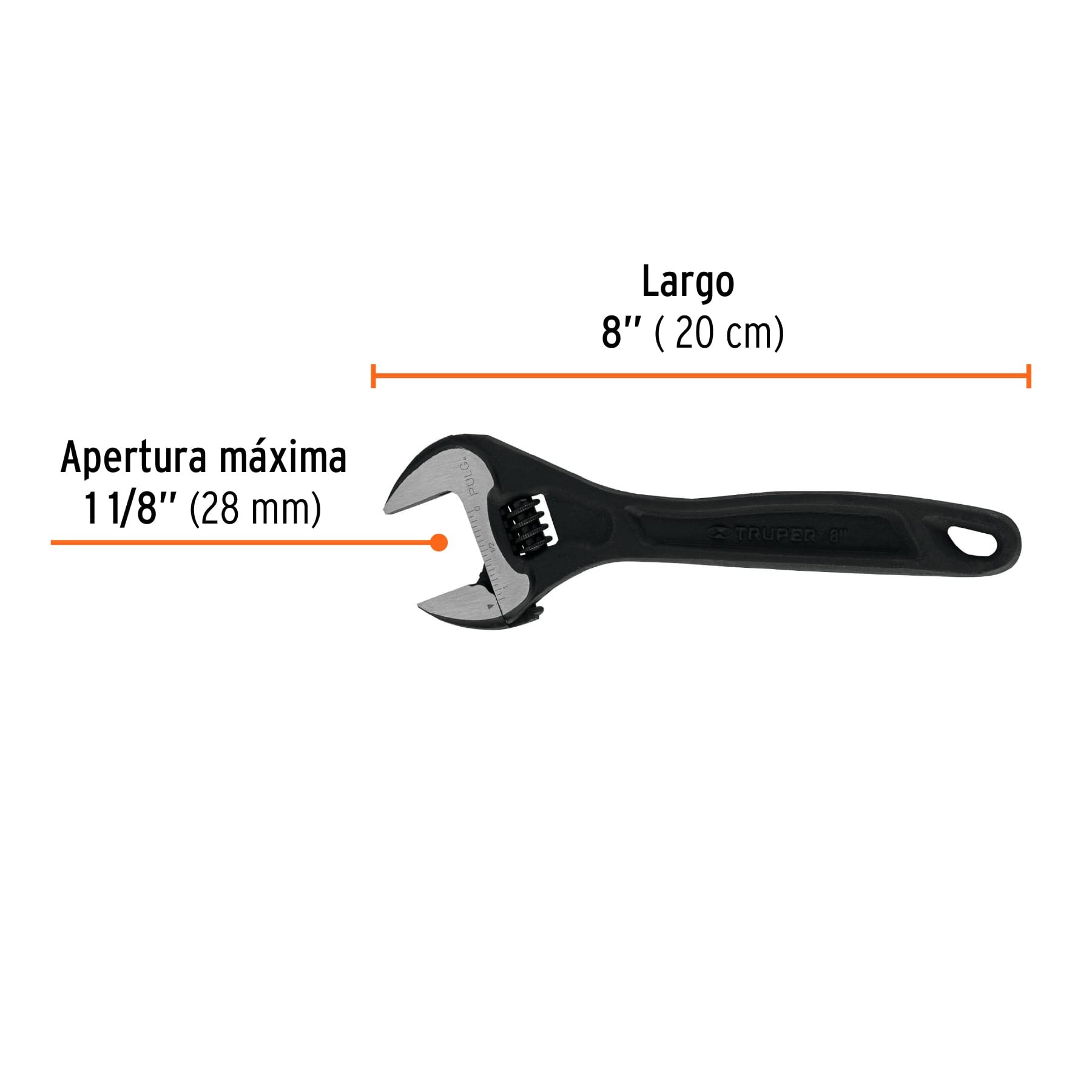 LLAVE AJUSTABLE (PERICO) 8" PROFESIONAL PAVONADA, TRUPER EXPERT 15501