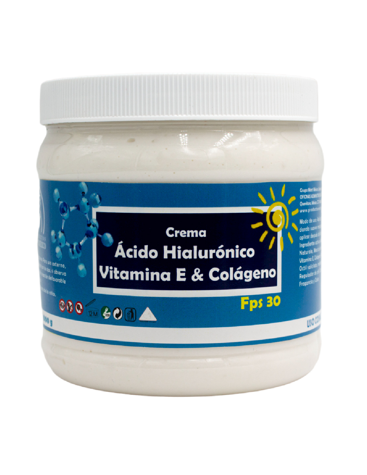 Crema Facial & Corporal De Vitamina E, Colágeno & Ácido Hialurónico Con Filtro 1 kilo