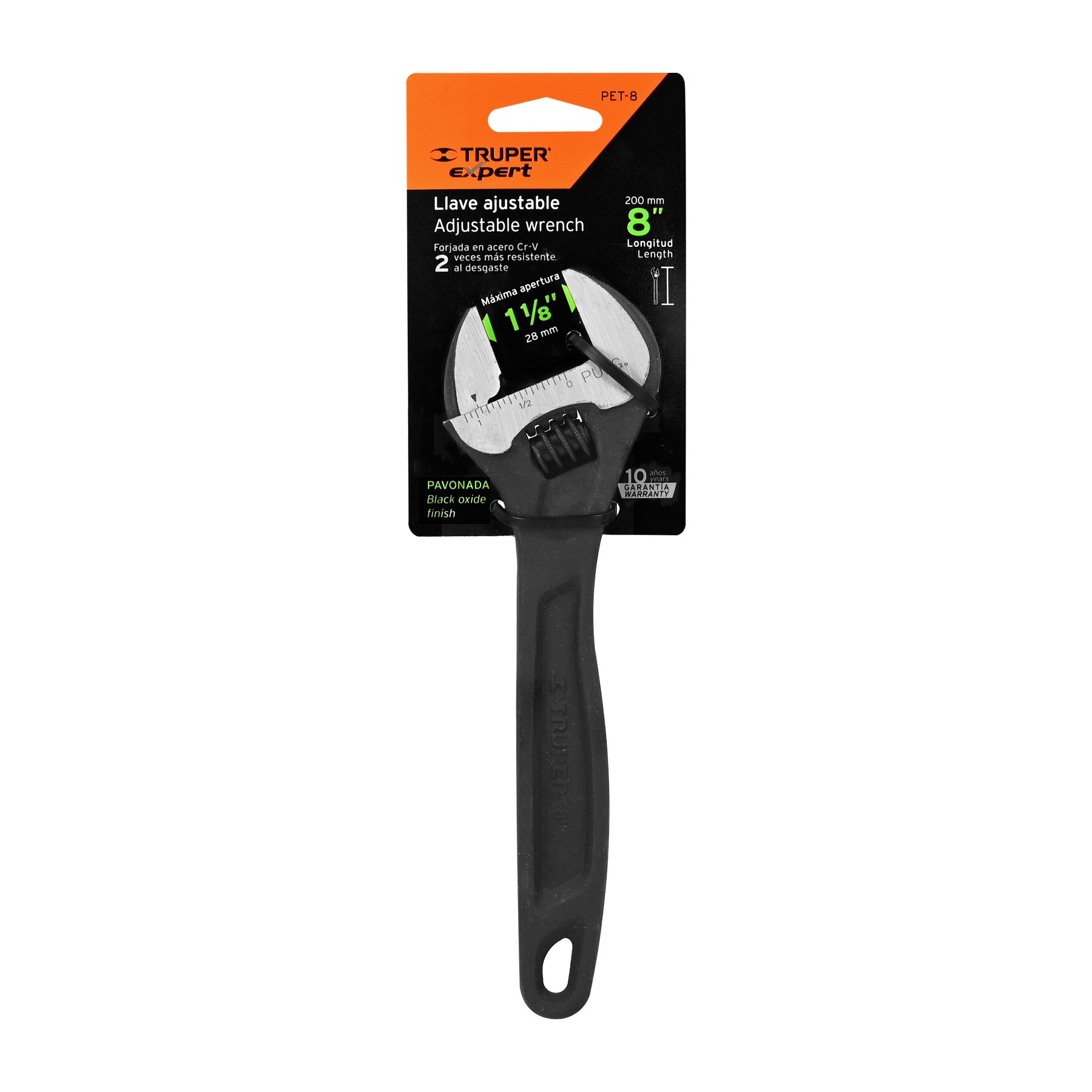 LLAVE AJUSTABLE (PERICO) 8" PROFESIONAL PAVONADA, TRUPER EXPERT 15501