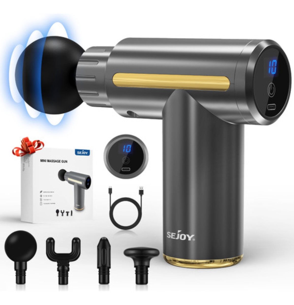 Pistola De Para Masaje Muscular Pistola De Percusion Gris