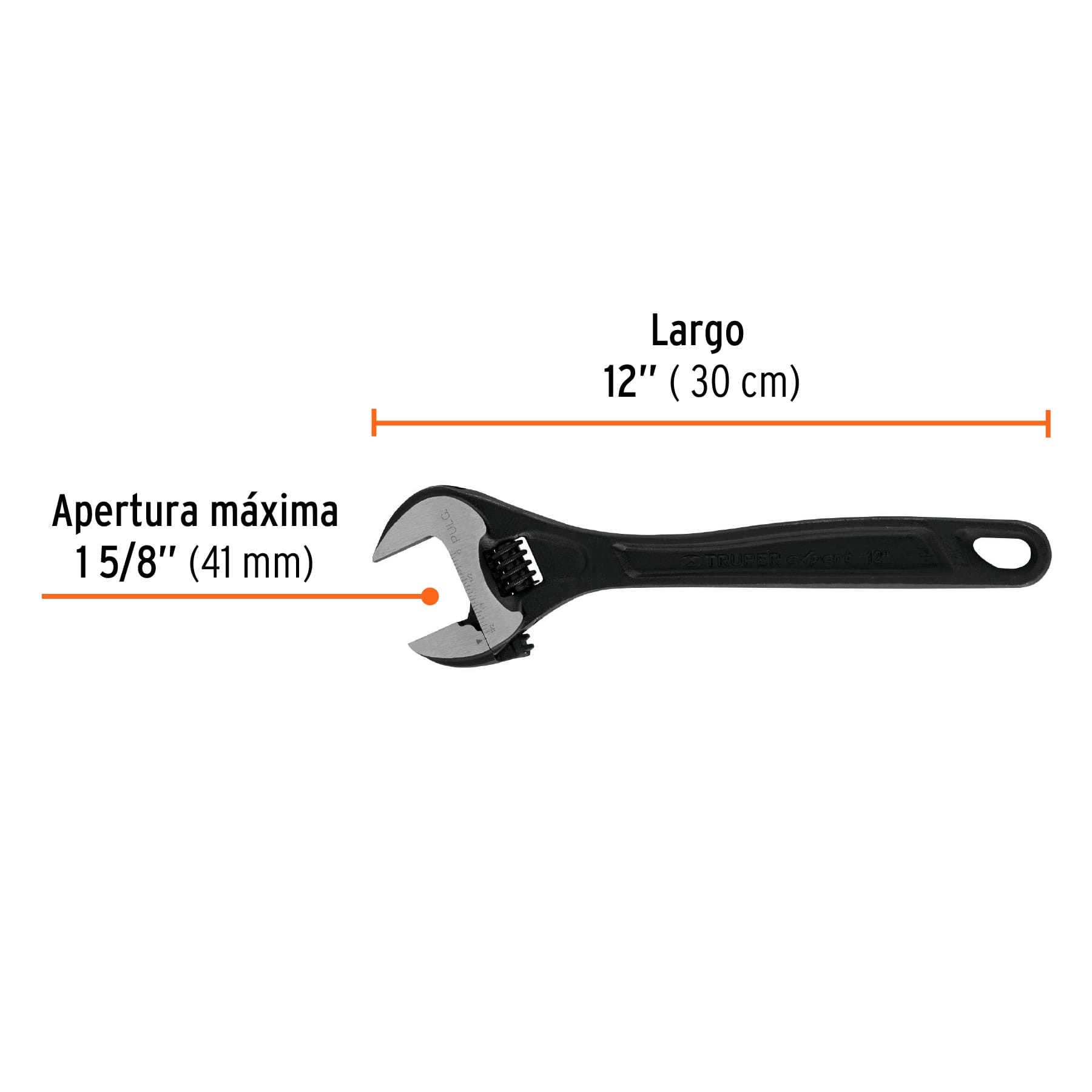 LLAVE AJUSTABLE (PERICO) 12" PROFESIONAL PAVONADA, TRUPER EXPERT 15503