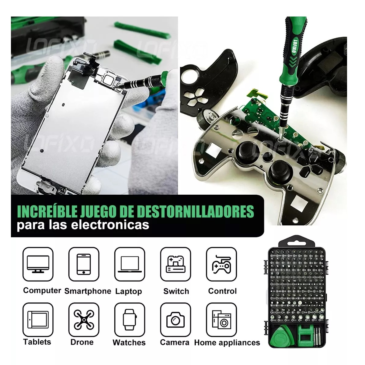 Kit Desarmador De Estrella Torx Triwing Gamer Para Celulares Verde