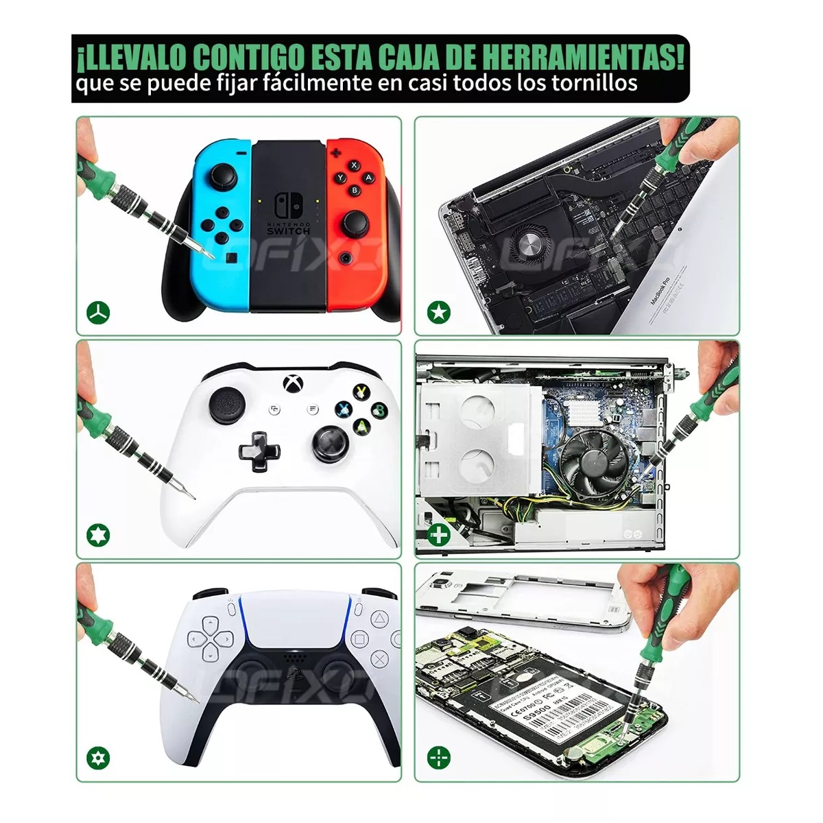 Kit Desarmador De Estrella Torx Triwing Gamer Para Celulares Verde