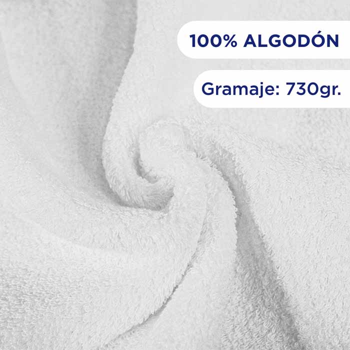 Toalla Baño Completo Blanca 4 piezas 100% Algodon 102x178 - Hokins