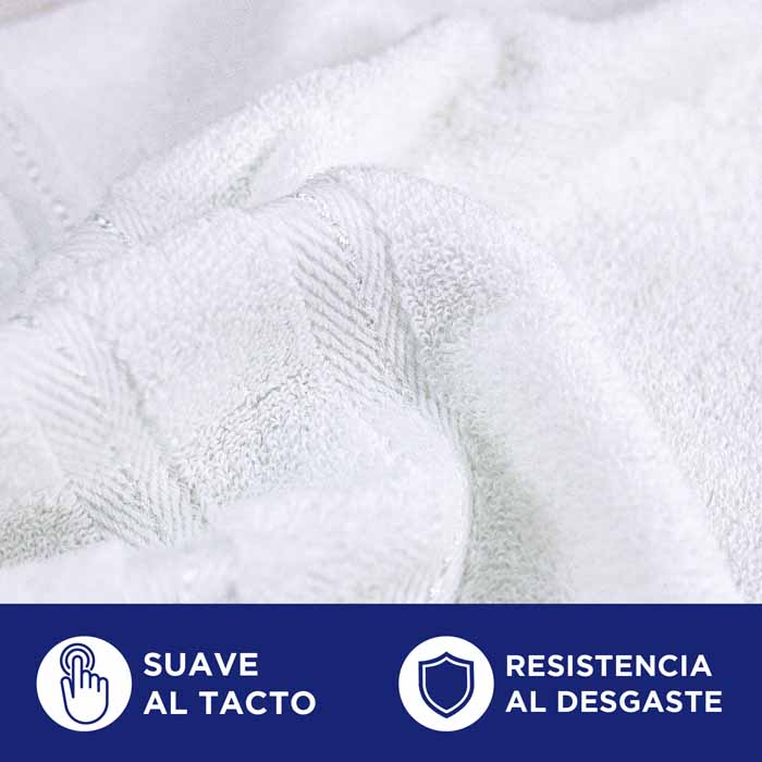 Toalla Baño Completo Blanca 4 piezas 100% Algodon 102x178 - Hokins