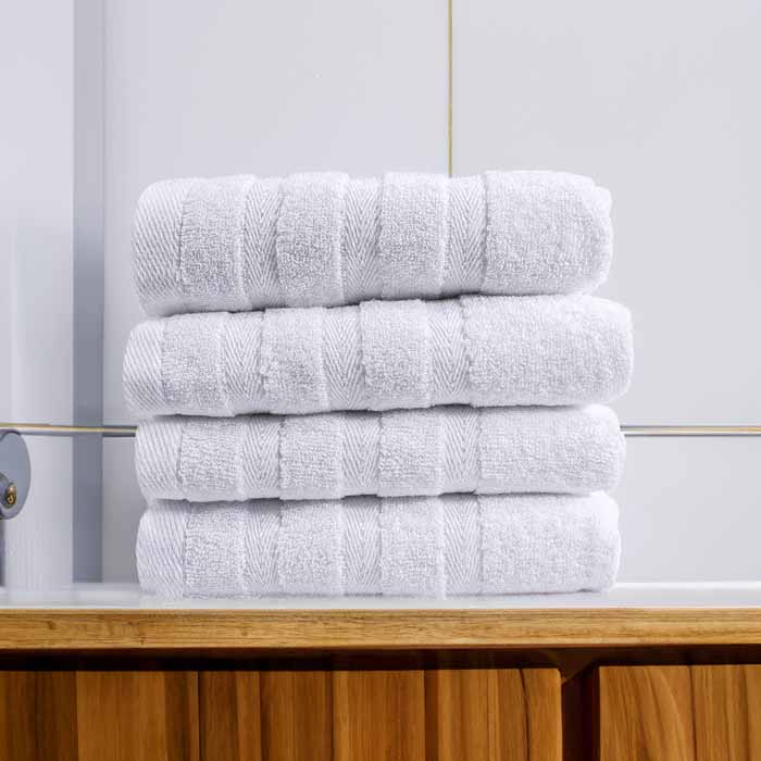 Toalla Baño Completo Blanca 4 piezas 100% Algodon 102x178 - Hokins