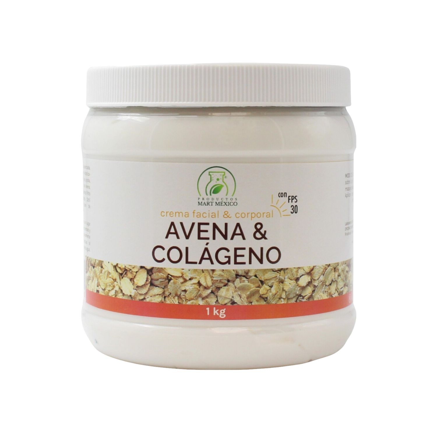 Crema Facial & Corporal De Avena, Colágeno Con Filtro Solar Hidratante 1 kilo