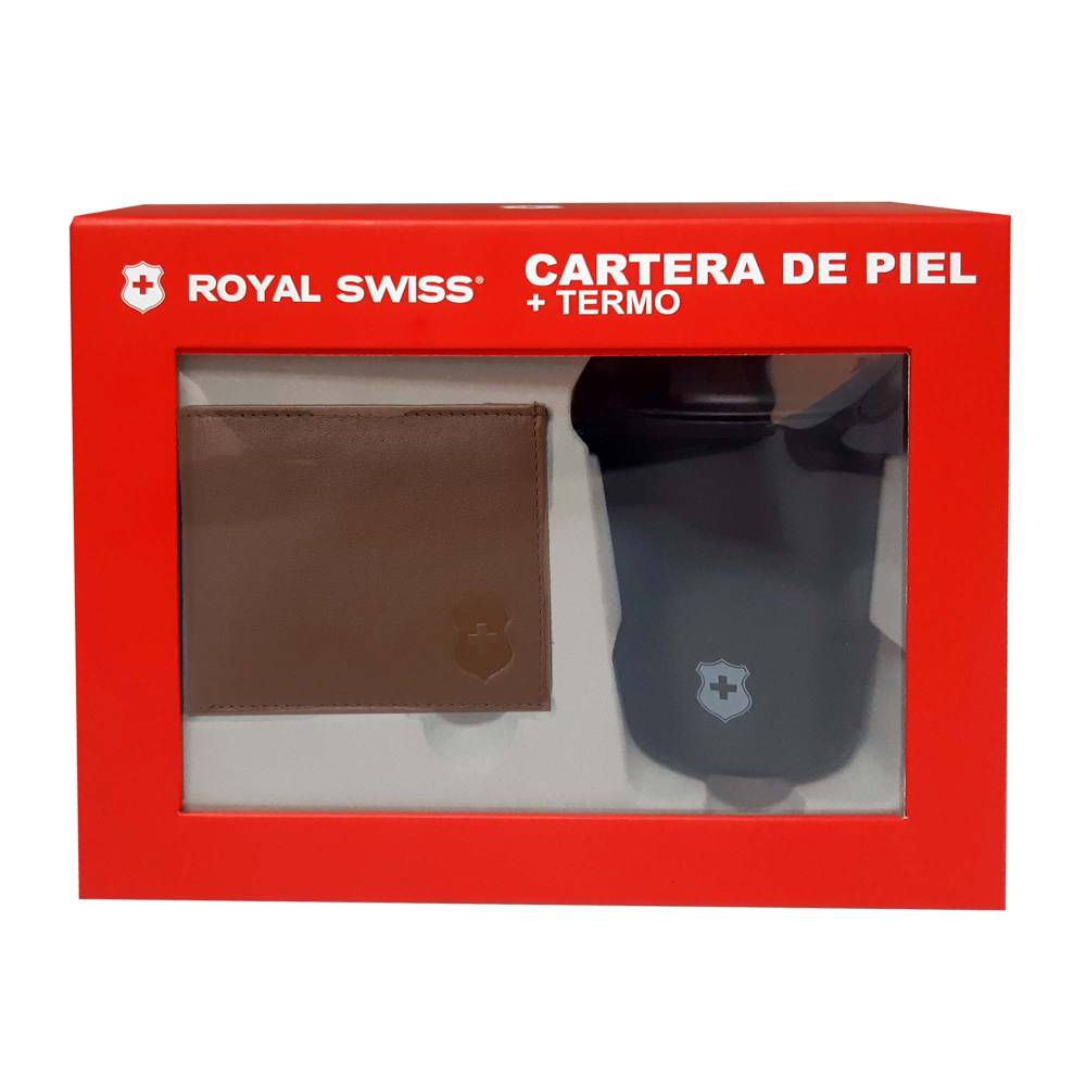 Cartera con Termo Royal Swiss, Kit de Lujo Para Hombre, 2 Piezas