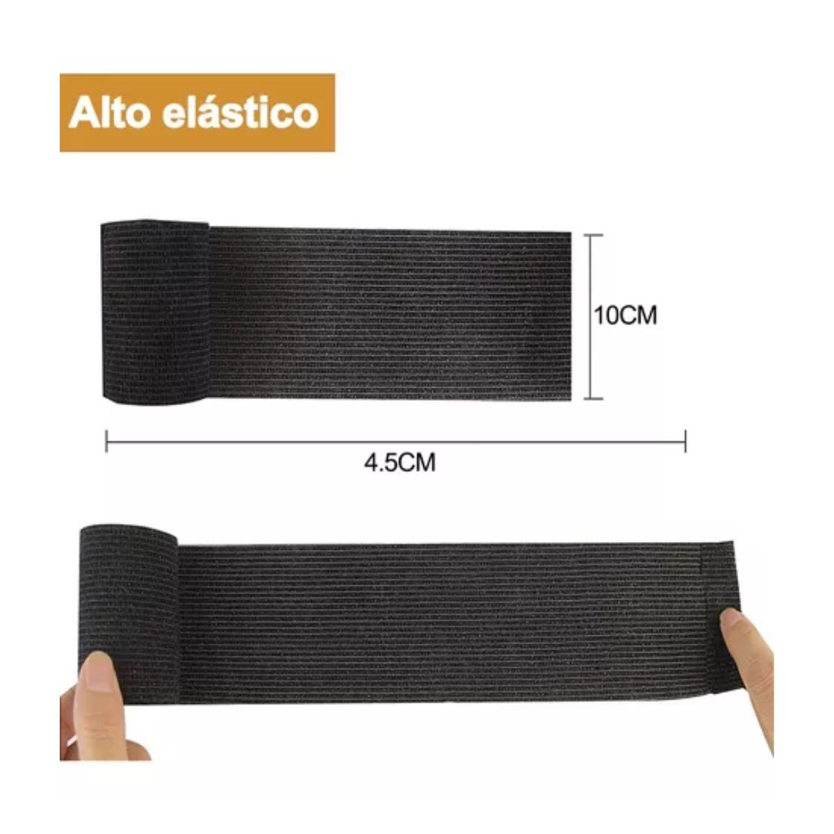 Venda Elástica Cohesiva Autoadherible De 10cmx4.5 M, 8pzs Negro