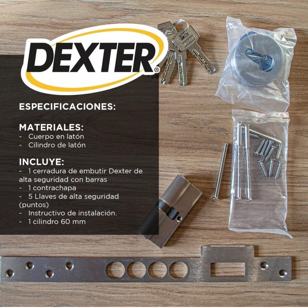 Cerradura Chapa Alta Seguridad Cilindro 60mm