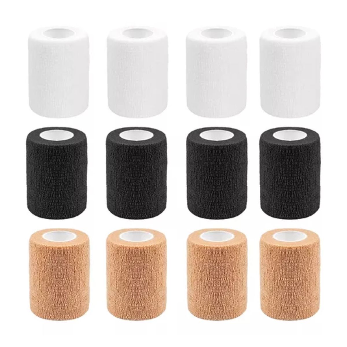 Venda Elástica Autoadhesiva De 7,5 Cm X 4,5 M, 12 Unidades cafe/blanco/ negro