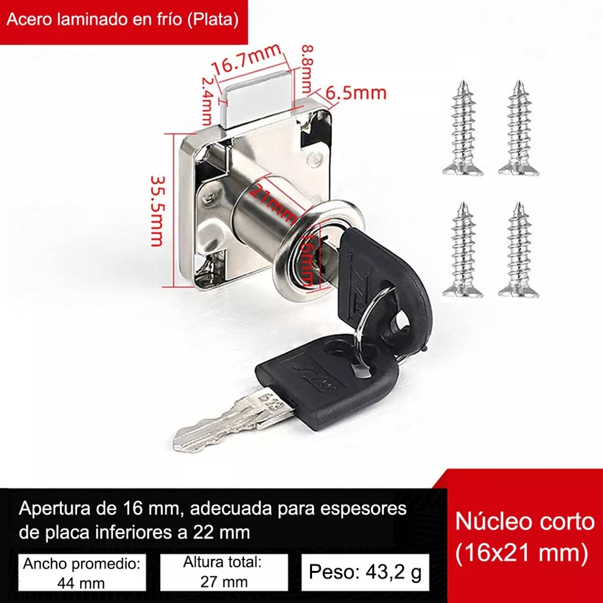 Set 12pcs Cerradura Chapa Para Muebles Cajones Closet Con Llaves