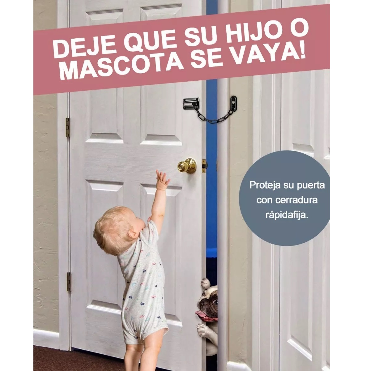 Set Pasador Con Cadena Seguro Para Puerta Color Negro 5 Pcs