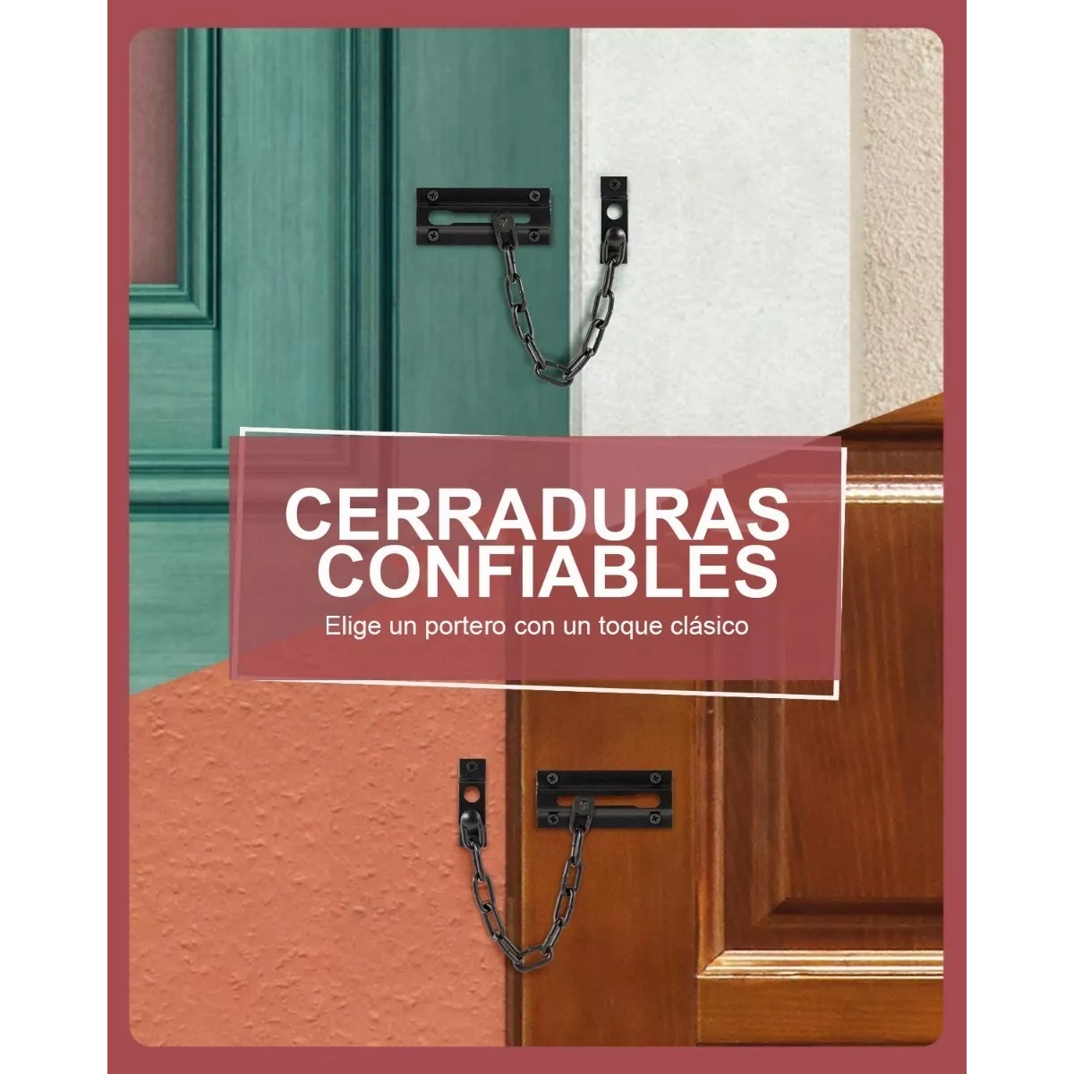 Set Pasador Con Cadena Seguro Para Puerta Color Negro 5 Pcs