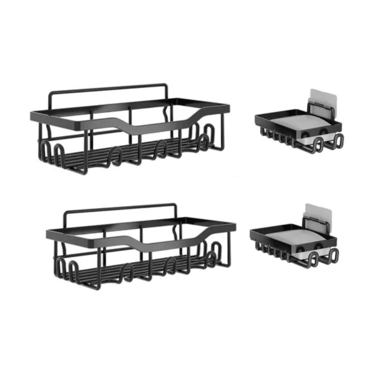 Cocina Baño Repisa Organizadores Para Duchas Estante 4 Pcs Color Negro