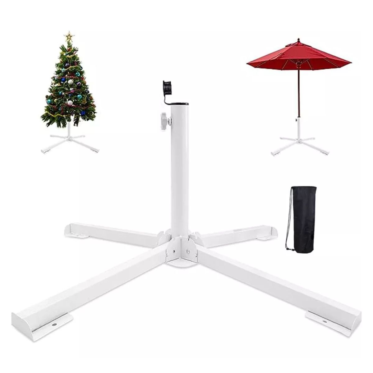 Base Para Sombrilla Playa Jardin+ Bolsa, Plegable Resistente Blanco