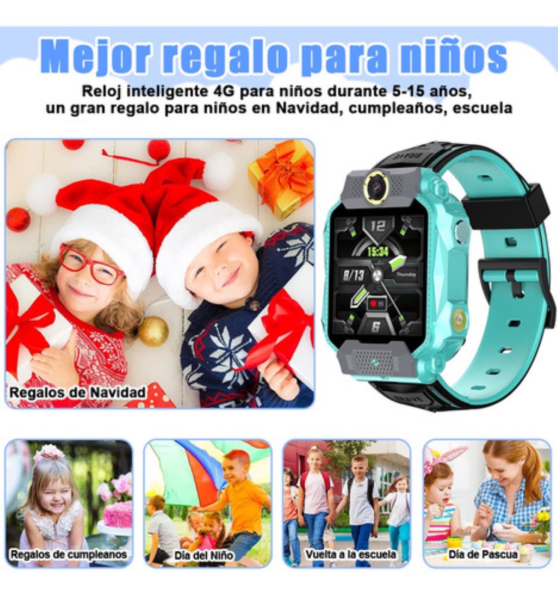 Reloj Inteligente Para Niño 4g Gps Wifi Video Llamada Cámara Verde