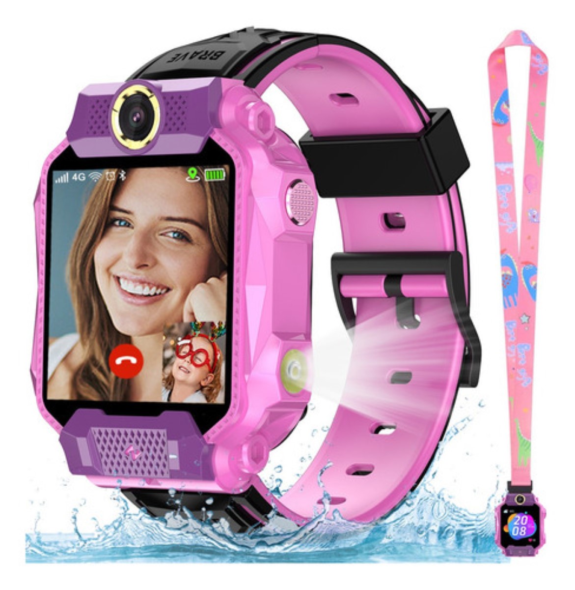 Reloj Inteligente 4g Para Niños Wifi Gps Videollamada Teléfono Rsa Morado