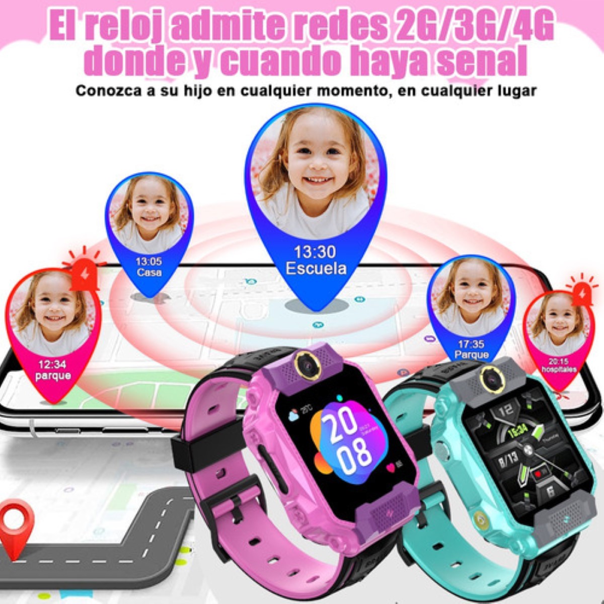 Reloj Inteligente 4g Para Niños Wifi Gps Videollamada Teléfono Rsa Morado