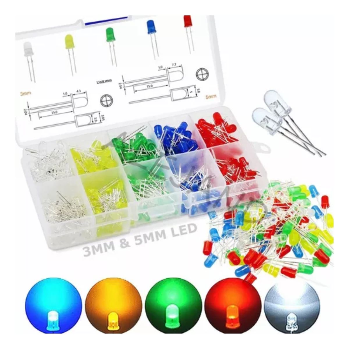 300 Led Superbrillantes De Diferentes Tamaños - Varios Color