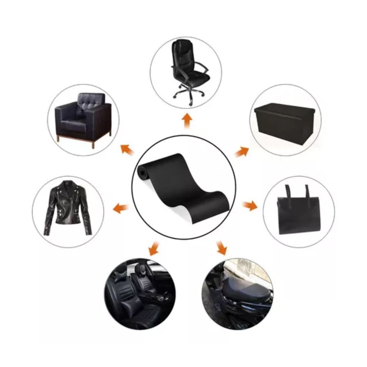 Parche Autoadhesivo Para Reparación De Vinilo Y Cuero Negro 