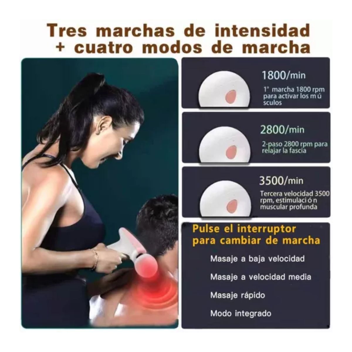 Pistola De Masaje Mini Eléctrico Ajustable De 4 Velocidades Rosa