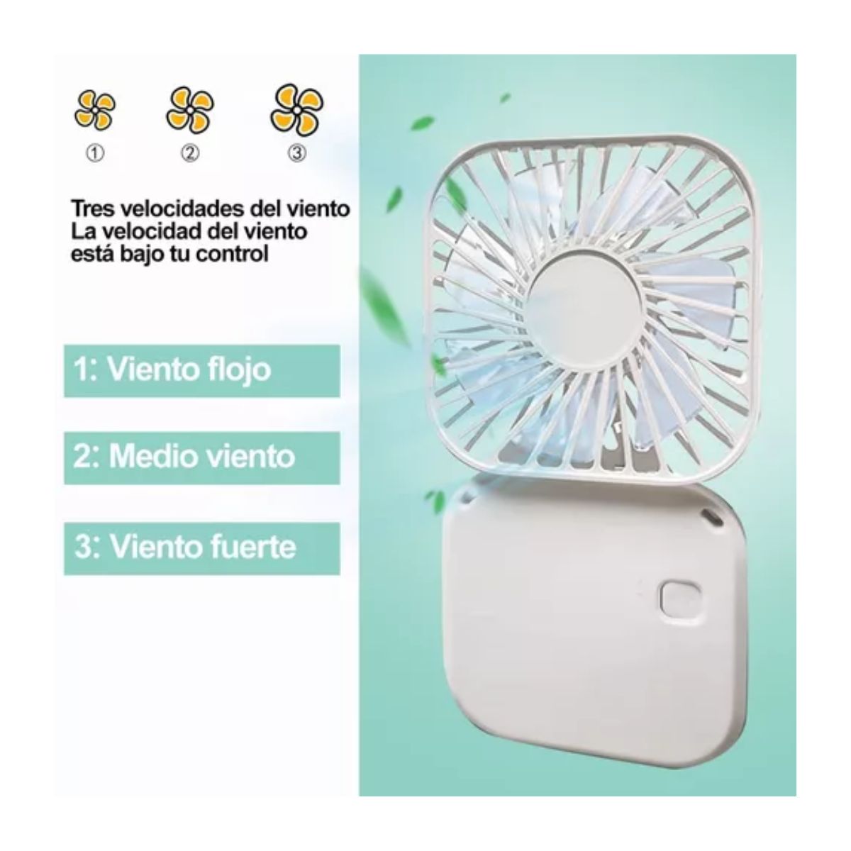 Carga Por Usb Ventilador Plegable Mini Ventilador Portátil blanco