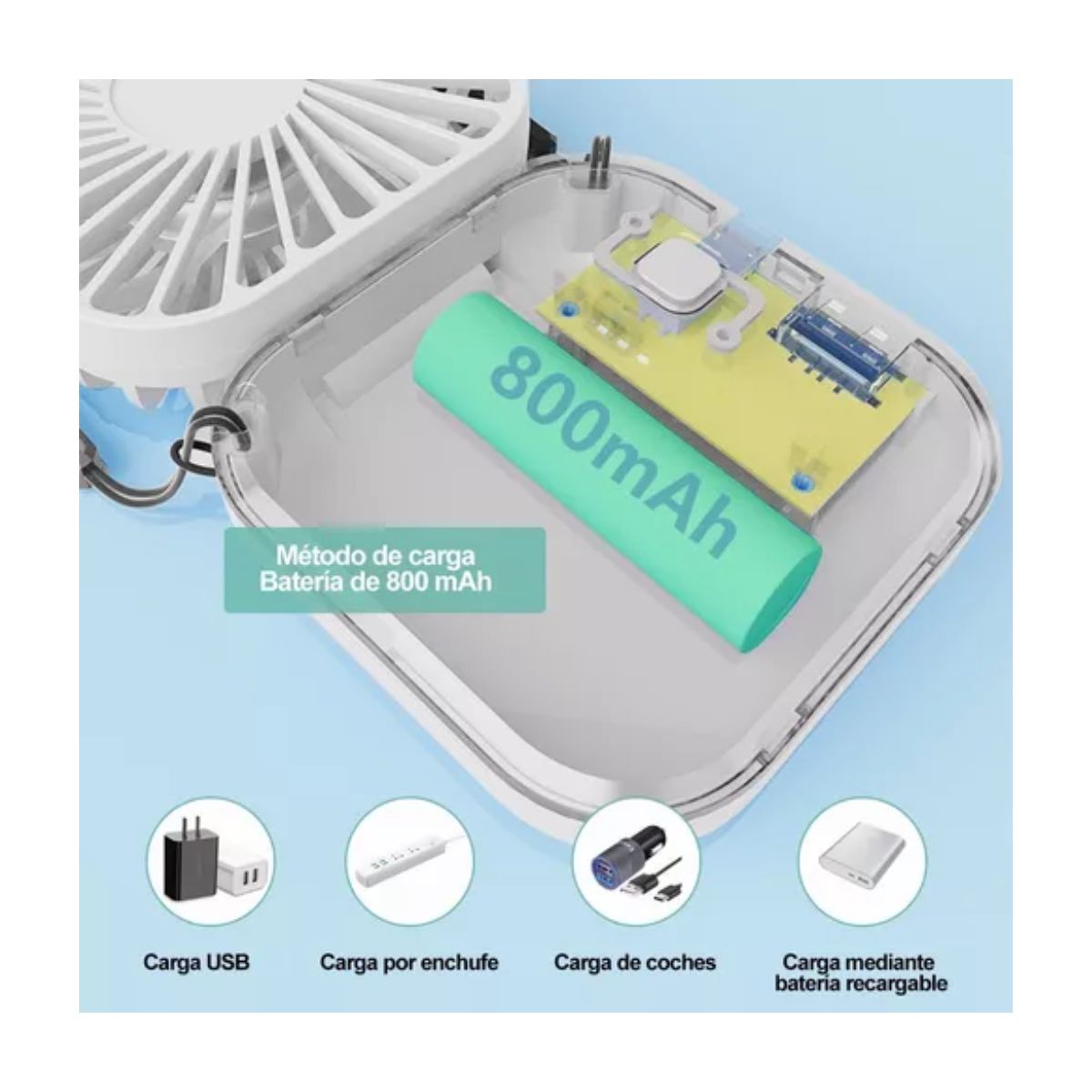 Carga Por Usb Ventilador Plegable Mini Ventilador Portátil blanco